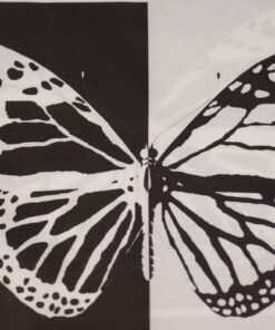 Fabric Store - Διακοσμητικό ύφασμα με φάρδος 2,80m, με επαναλαμβανόμενα μοτίβα ασπρόμαυρες πεταλούδες 45cm x 45cm για διακοσμητικά μαξιλαράκια.