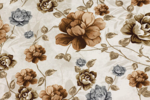 Fabric Store - Διακοσμητικό ύφασμα εμπριμέ με φάρδος 1.4m εξαιρετικής ποιότητας με καφέ λουλούδια. Ύφασμα με το μέτρο, με μαλακή υφή για ταπετσαρίες επίπλων, στο σπίτι ή τους επαγγελματικούς σας χώρους.
